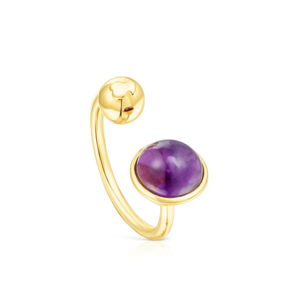TOUS Vermeil Plump Open ring with amethyst